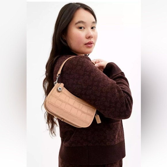 New Coach CP024 Swinger Bag 20 Croc Embossed Leather Ivory - Picture 5 of 6